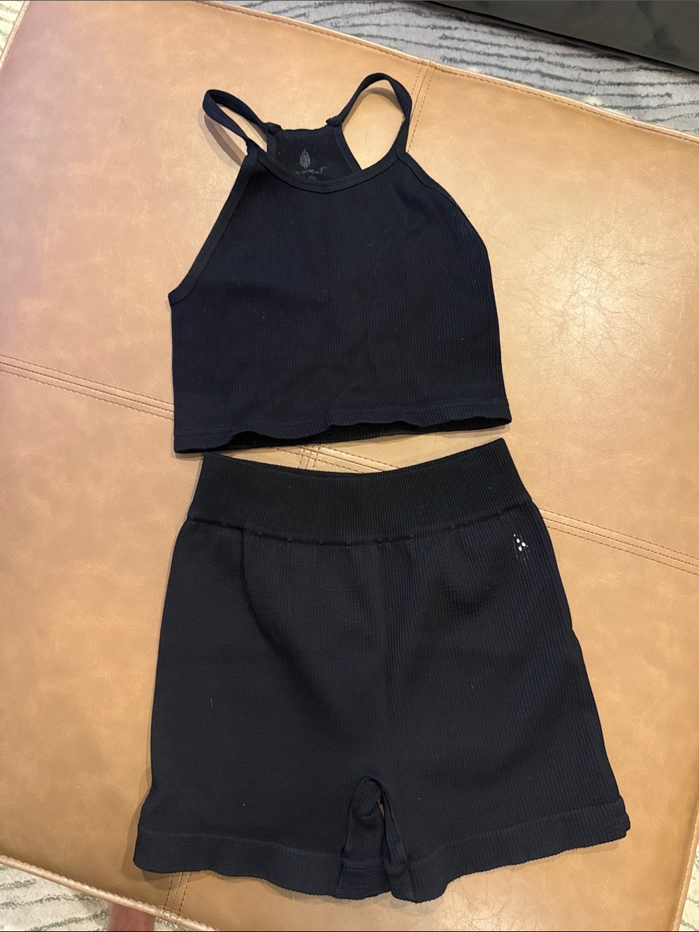 Black Ribbed Tank & Shorts Set